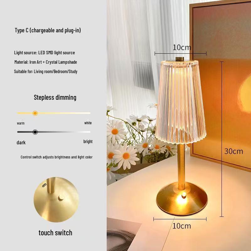 Crystal Retro Bedside Table Lamp - High-End Luxury Night Light for Master Bedrooms