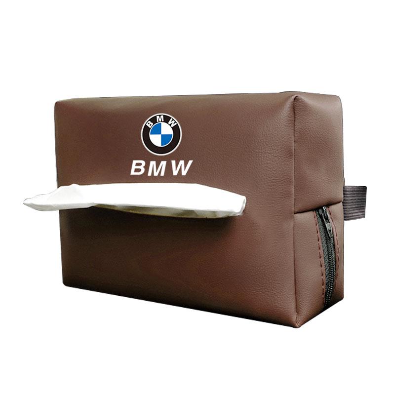 CTCE1 Leather Car Tissue Box Sun Visor Seat Back Hanging Bag For BMW Performance F30 I4 X3 F10 E90 F20 E46 E60 E70 E39 E36 E87 X7 E92