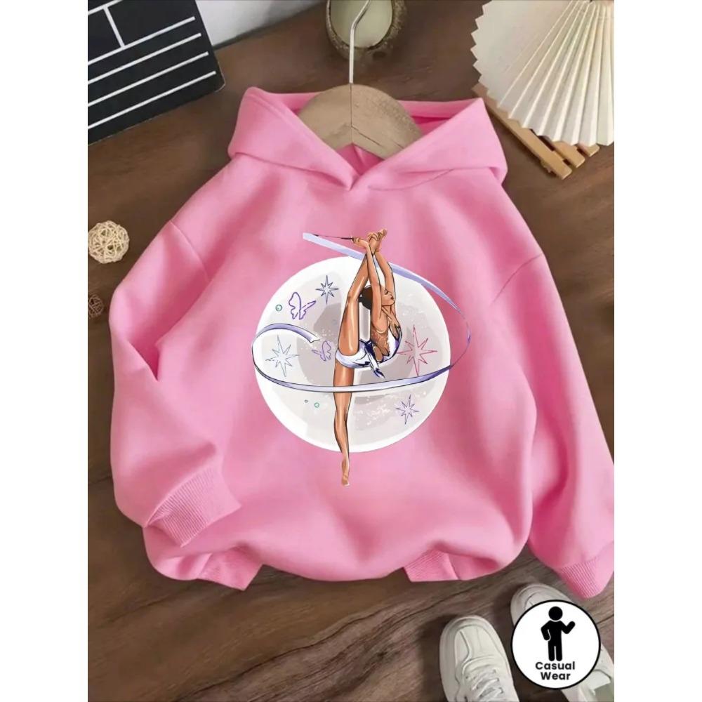 Children's Autumn Winter Warm Comfortable Soft Pocket Free Fashion Dancer Print Long Sleeved Hoodies Casual Sports Versatile Loose Hoodie