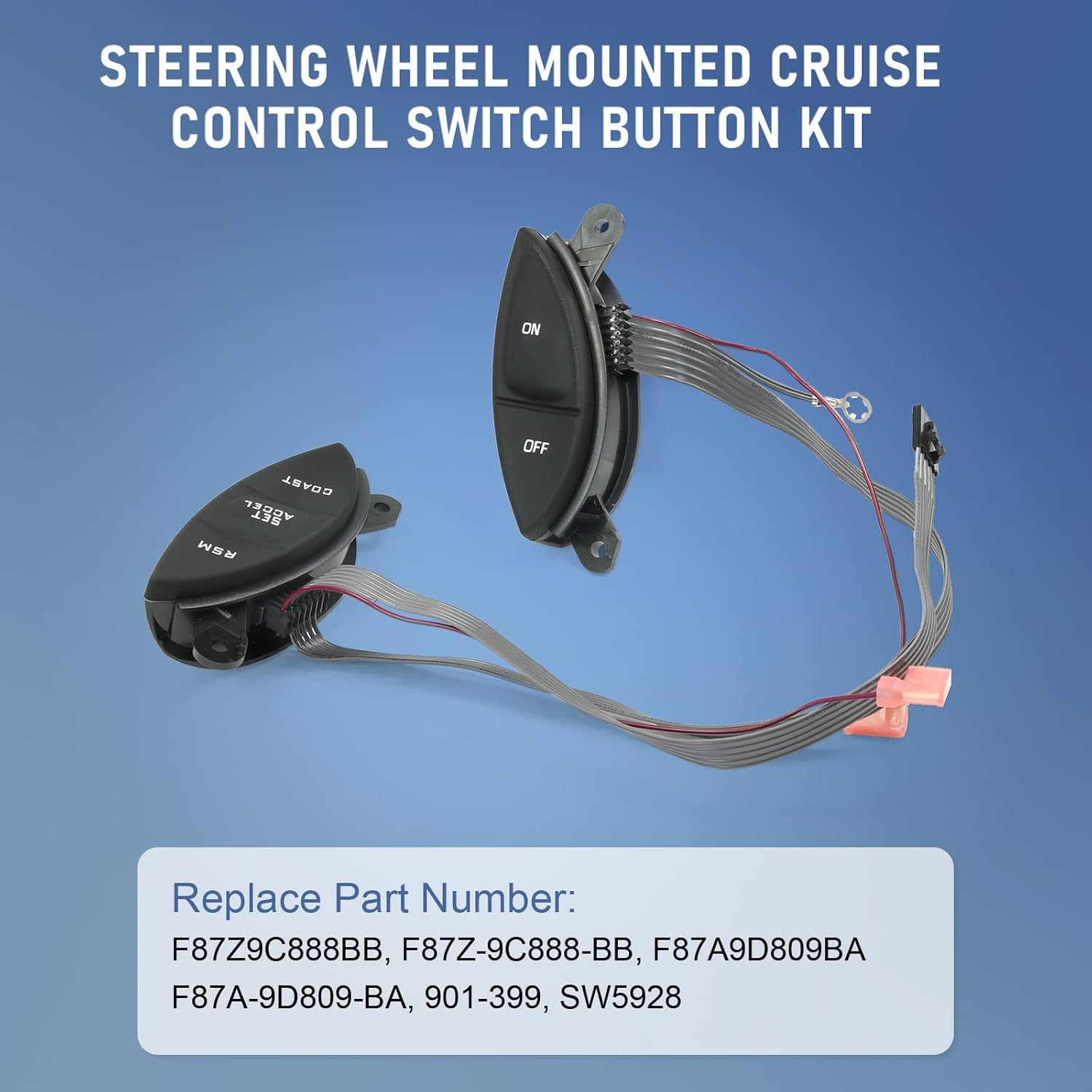 Steering Wheel Mounted Cruise Control Switch Button Kit Replacement for Ford Ranger 1998-2003, for Explorer Sport Trac 2001-2005, for Mercury