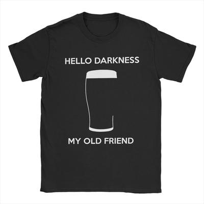 Herr T-shirts Hello Darkness My Old Friend Utkastöl Kreativ Bomulls T-shirt Kortärmad T-shirt Rundhals Toppar Presentidé