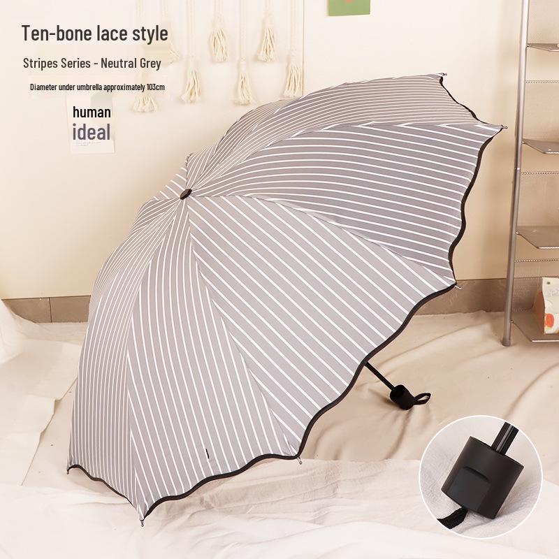 Compact Dual-Use Women's Parasol: Rain & Sun Protection, UV Shield, Korean Style, Fresh Folding Design, Elegant & Practical.