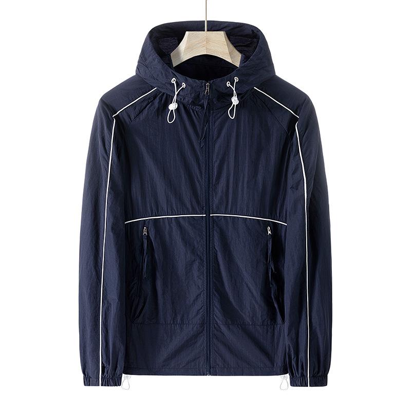 

Летний негабаритный однотонный солнцезащитный костюм для мужчин с добавлением жира, свободная и легкая кожаная куртка с капюшоном для толстяка L