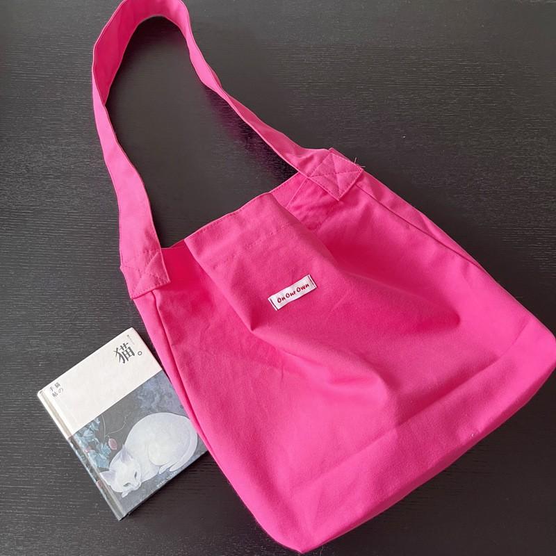 Cream Candy Canvas Bag Ins Wind Dopamine Solid Color Casual Shoulder Underarm Student Schoolbag