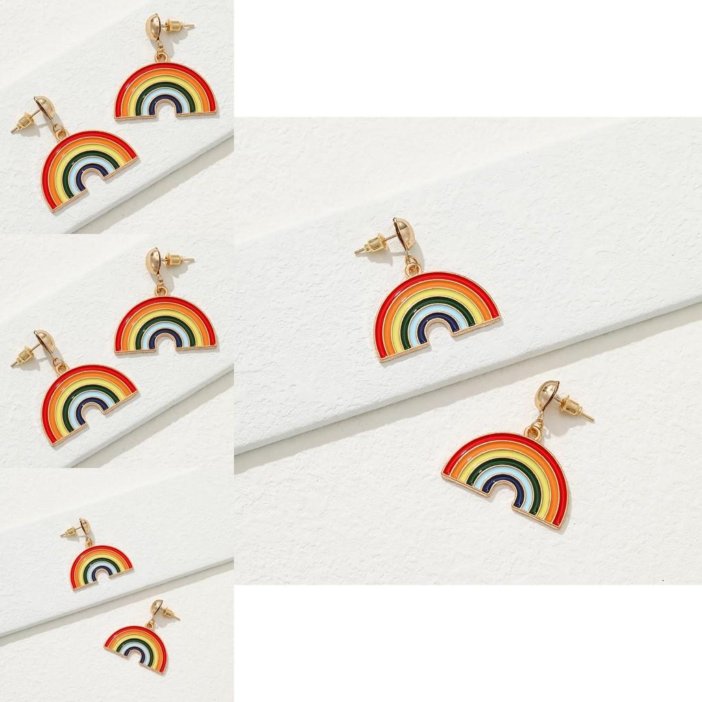 Fashionable Creative Rainbow Geometric Earrings For Women Alloy Material 2022