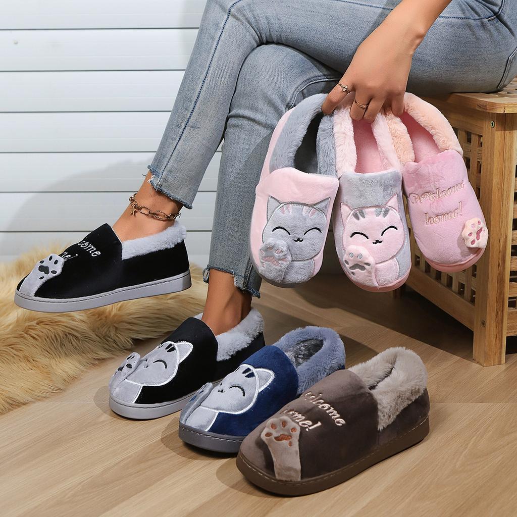 Nowe koreańskie urocze kapcie Maneki Neko na jesień i zimę, ciepłe bawełniane buty, bawełniane kapcie dla dorosłych par