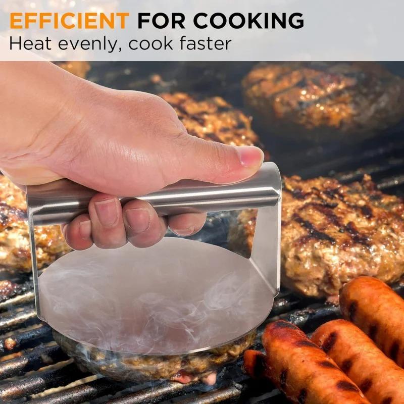 Hamburger Meat Press 430 Stainless Steel Non-Stick Meat Burger Press Circular Square Burger Kitchen Tool Meat Press