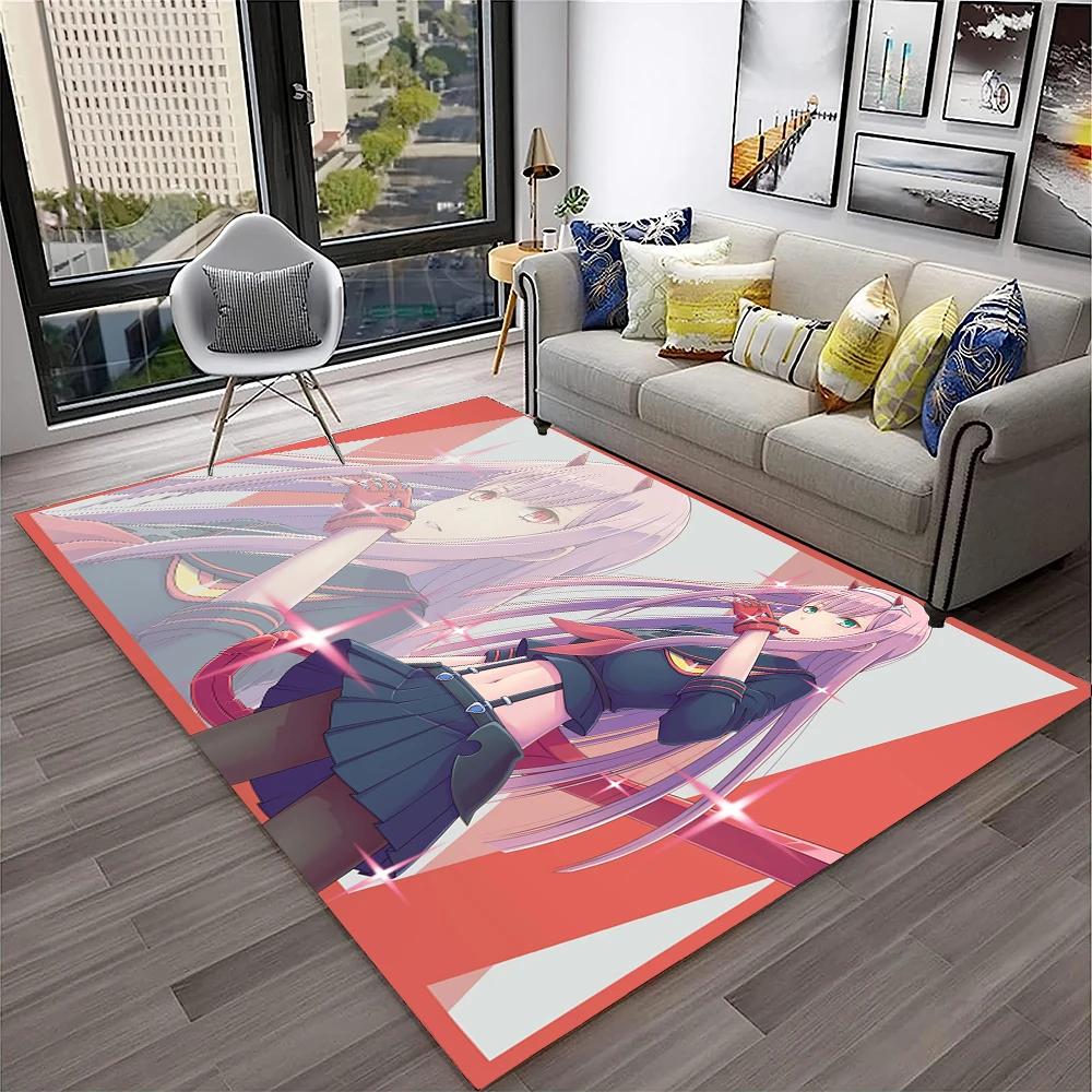 DARLING In The FRANXX Cartoon Zero Two Sexy Girl Carpet Rug for Home Living Room Bedroom Sofa Doormat Decor,Non-slip Floor Mat