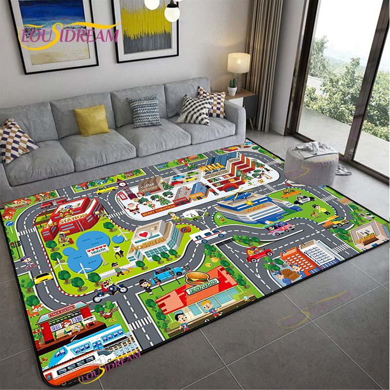 Alfombra Road Traffic Rout Map Carpet Living Room Sofa Coffee Table Bedroom Rugs Kitchen Kid Play Anti-slip Floor Mat Home Decor