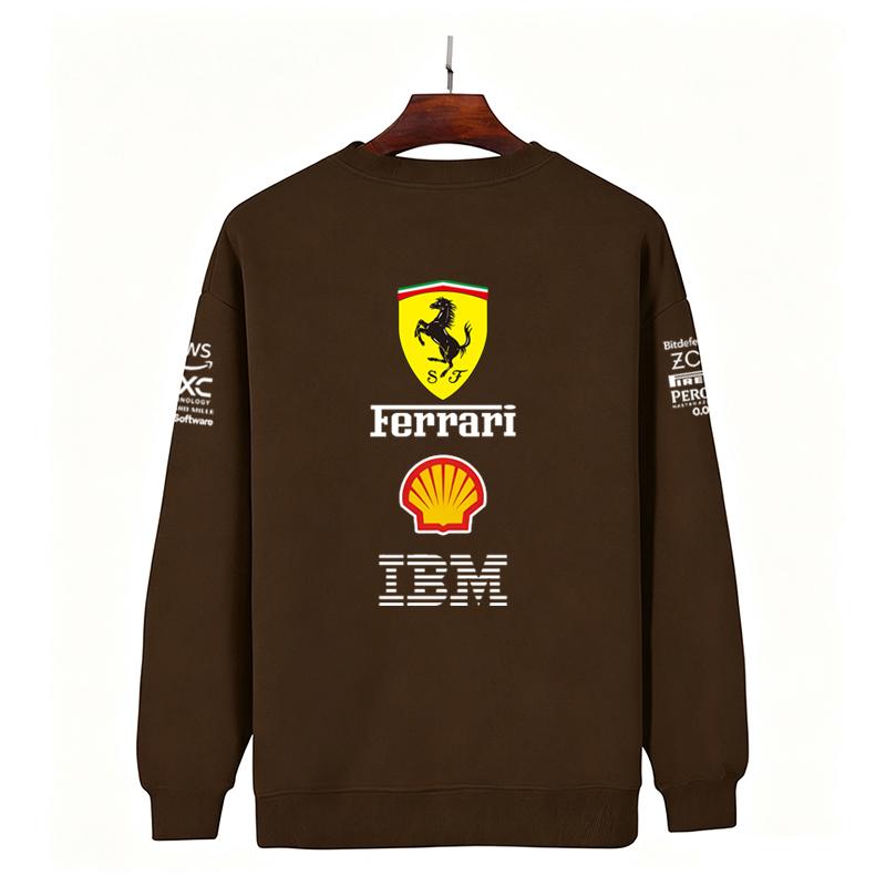 Unisex Men Women Thicken Autumn and Winter F1 Ferrari Racing Print Crewneck Sweatshirt Casual Loose Long Sleeve Pullover Sport Streetwear