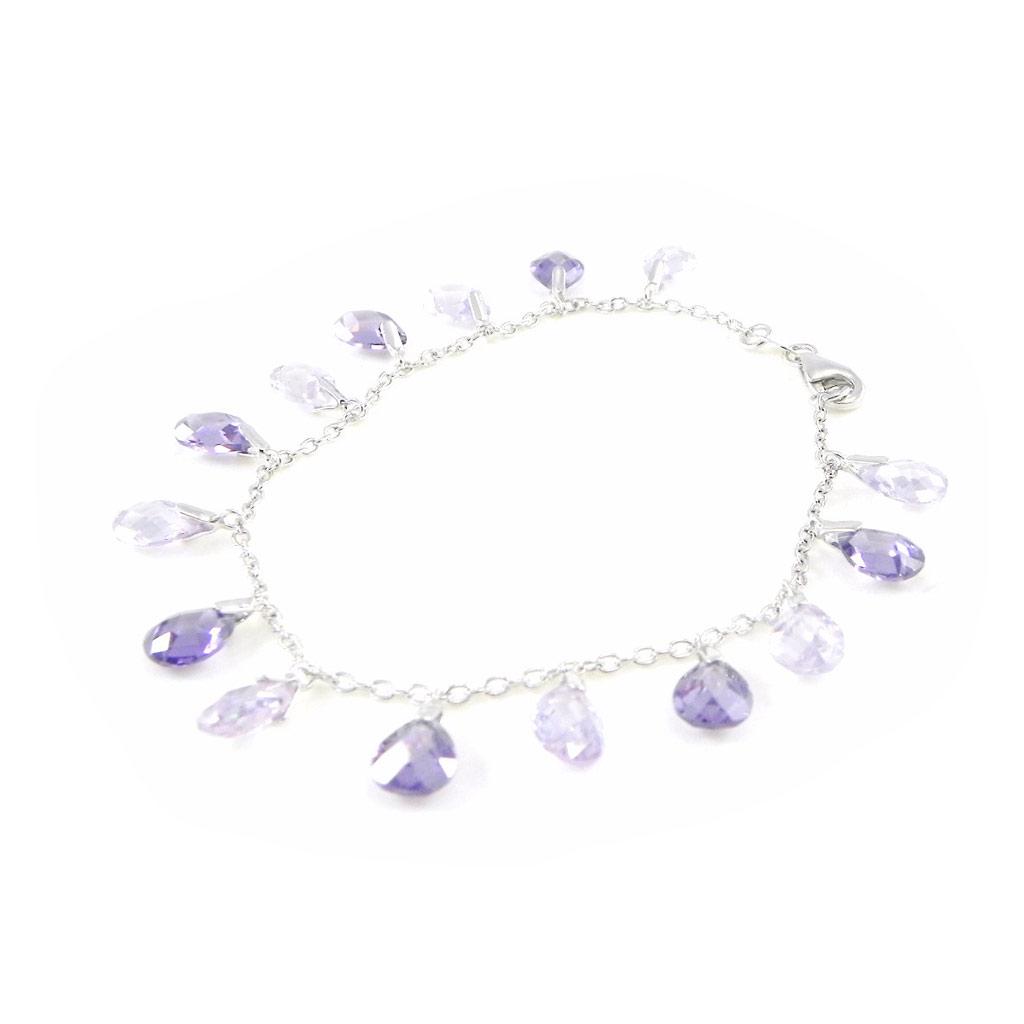 Les Trésors De Lily [E9187] - Lavender 'Linda' Silver Bracelet