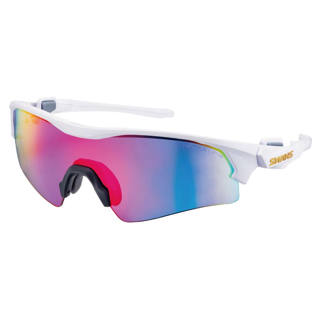 SWANS FACEONE MAW Sports Made In Mirror Matte White with Red Shadow Mirror and Ultra Neptune Purple Ideal for and Running FO-3516 Sunglasses, Japan,