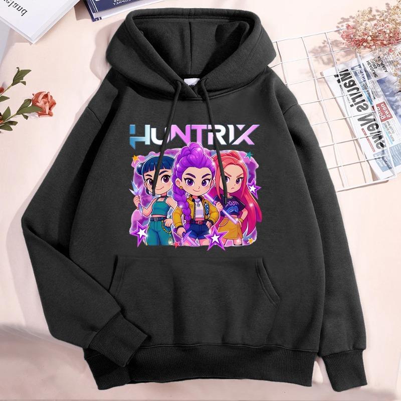 Winter Casual Warm Hoodie Witch Hunting Team Print Fashionable Comfortable Soft Children's Hoodies
