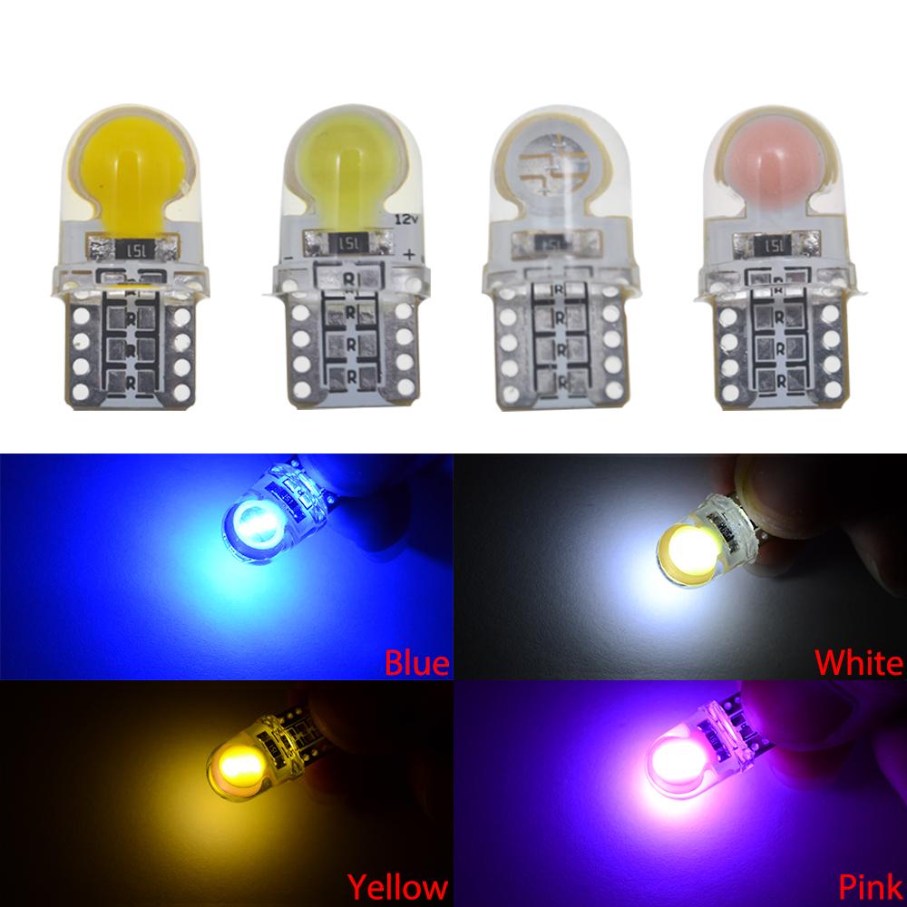 10X Auto T10 Led Cold White Blue Pink 194 W5W LED 168 COB Silica Car Super Bright Turn Side License Plate Light Lamp Bulb DC 12V