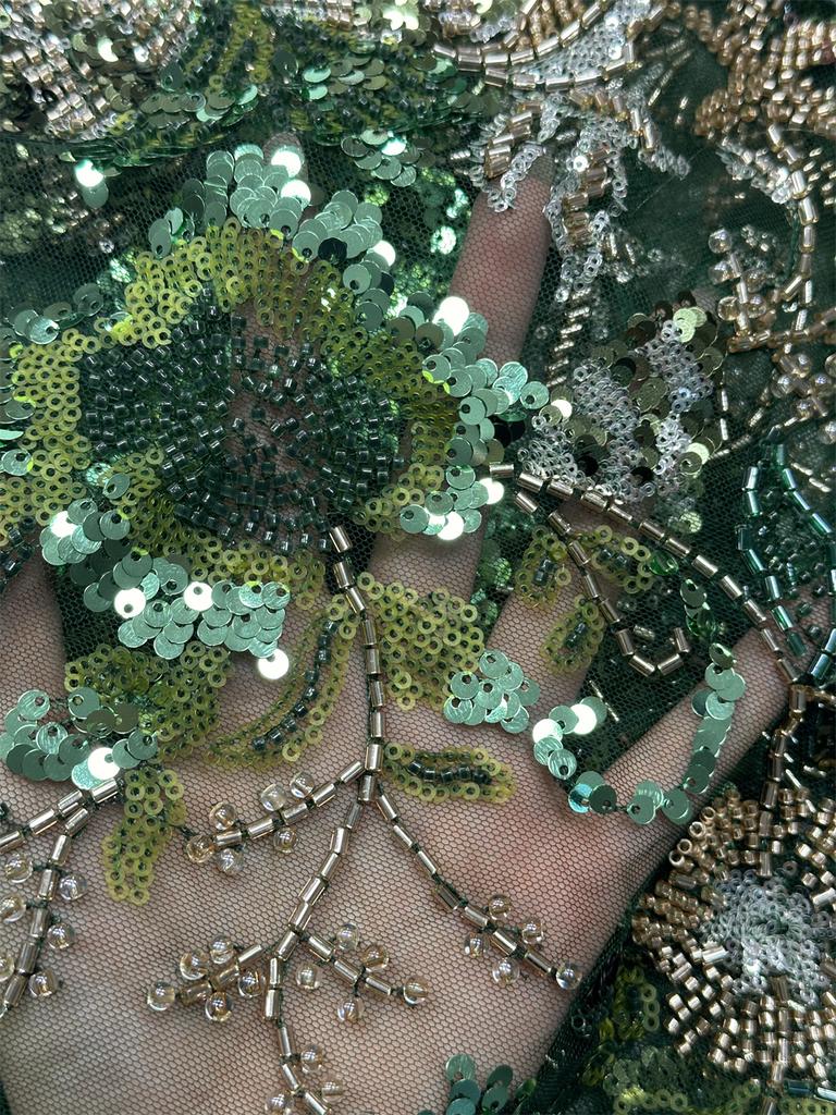 African French Mesh Beaded Lace Fabric 2025 High Quality Nigeria African Tulle Sequin Lace Fabric for Women Evening Party Dress