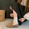 Retro Doudou shoes women's 2025 winter new fleece thickened casual soft-soled fluffy shoes one-pedal flat cotton shoes