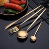 16Pcs Gold Dinnerware Stainless Steel Cutlery Set Kitchen Mirror Flatware Knife Fork Coffee Spoon Kitchen Home Tableware Set