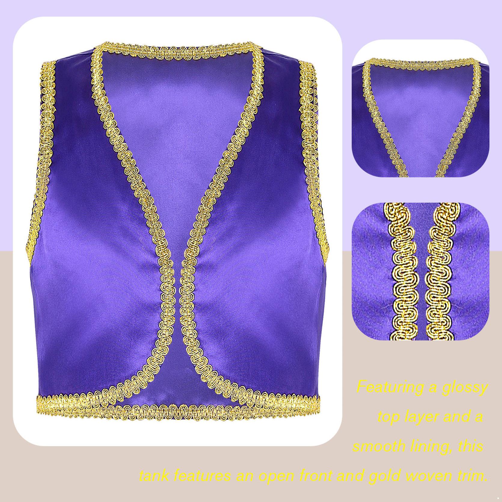 

Хлопчики Хеллоуїн Арабський принц Косплей Жилет Дитяча тематична вечірка Маскарад Фестиваль Рольова гра Жилет Сценічний костюм 11-12 Years фіолетовий