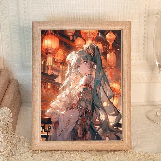 

7-дюймовая фоторамка в китайском стиле Хацунэ Мику с креативной декоративной подставкой, элегантное настольное украшение для студентов, продвинутое декоративное искусство в подарок 7 inch