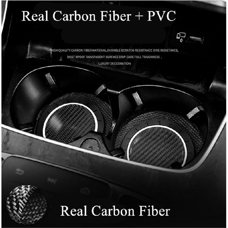 A set of 2 high-quality anti-slip elastic long-lasting Mats Made of real carbon fiber for In-car Cup Holders