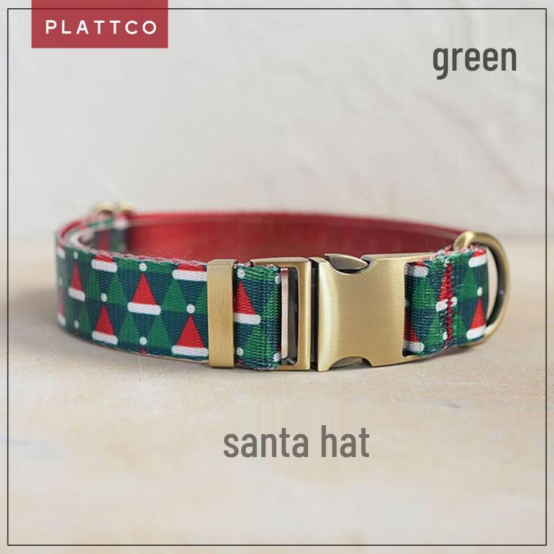 PLATTCO Fashion Christmas Hat Print Nylon Pet Collar PDC340 XS 1.5cm*(23-30cm)