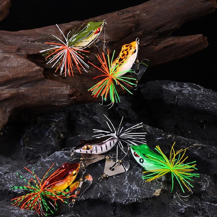 5Lots Frogs Soft Lures Tube Baits Plastic Fishing Lures with Fishing Hook Topwaters Frogs Artificial 3D Eye