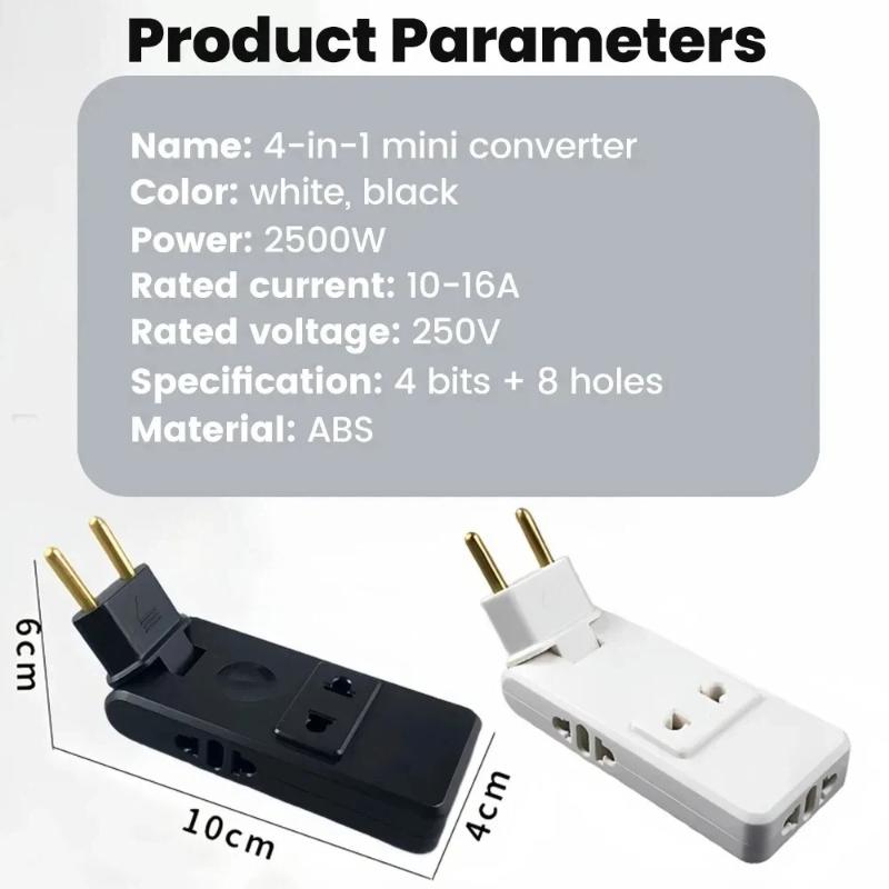 Foldable 4 in 1 EU Travel Adapter – Wall Outlet Extender with AC Sockets & Power Converter