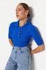 Women's Fashionable Stylish Sweater Mink Basic Polo Neck T-Shirt Look Knitwear Sweater