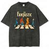 Retro The Fantastic Four Vintage Washed Superhero Oversized Tshirts for Men Women Movie Streetwear Hip Hop Cotton Tops Harajuku
