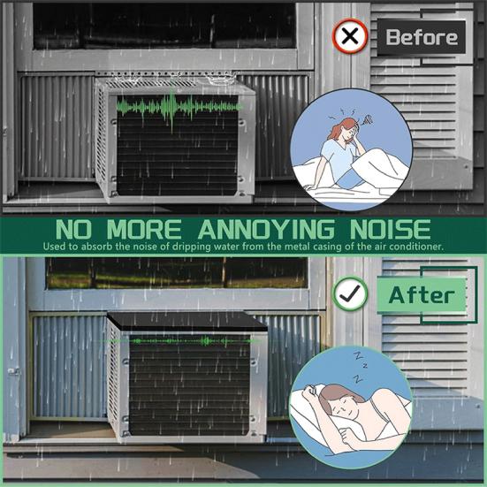 Yousheng 2 Pcs Window AC Unit Cover Air Conditioner Anti Drip Pad Noise Reduction Barrier AC Protector with Magnetic Backing for Indoor Bedroom Setup