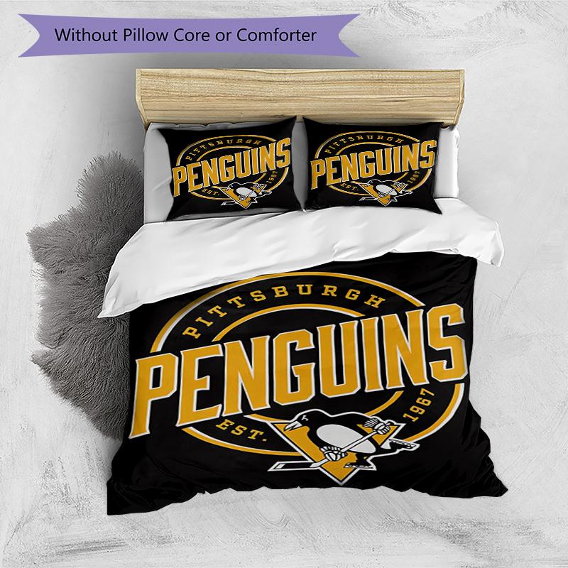 Pittsburgh Penguins Themed Bedding 3Pcs Duvet Cover Set Decorative Bed Linen For Teen Room Home Decoration