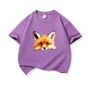 Kids Cotton T Shirt Cute Peeking Fox Print Crew Neck Short Sleeve Tee Casual Breathable Boys Girls Summer Tops