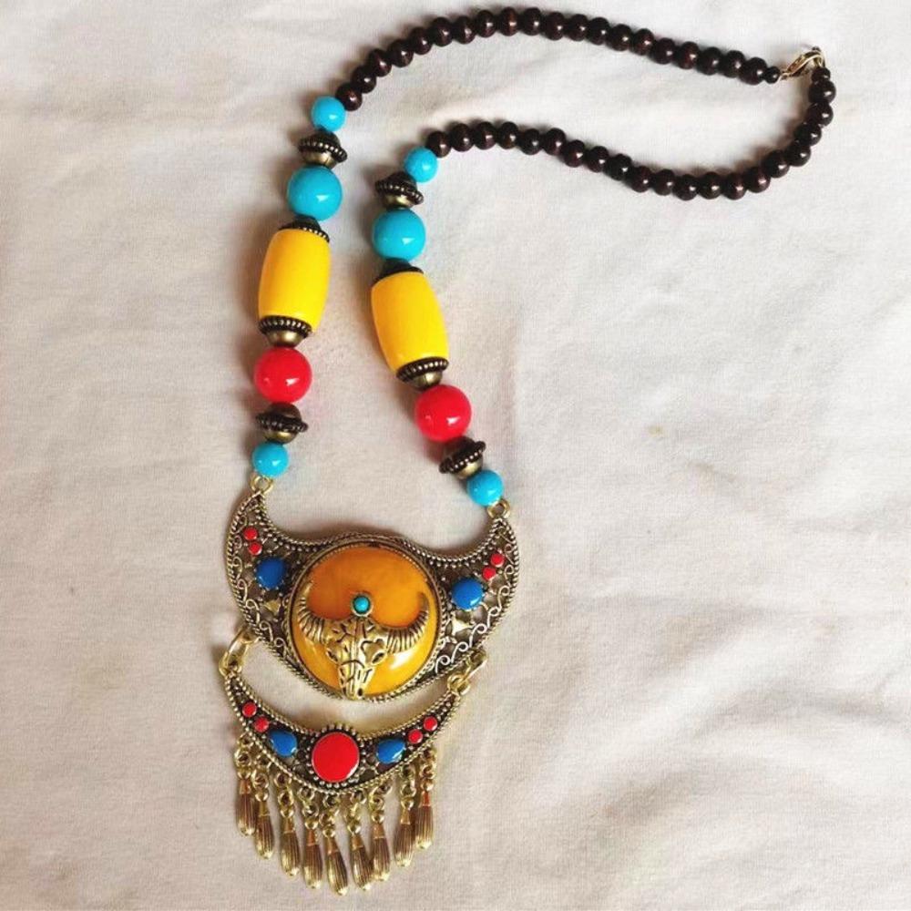 Women Head Chain Ethnic Style Forehead Chain Eyebrow Pendant Beads Tassels Headbands  Party