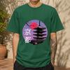 2026 New Cotton Tshirt Japanese Kyoto Fivestory Pagoda Cherry Blossom Sunset Retro Japanese Style Printed Round Neck Top Casua