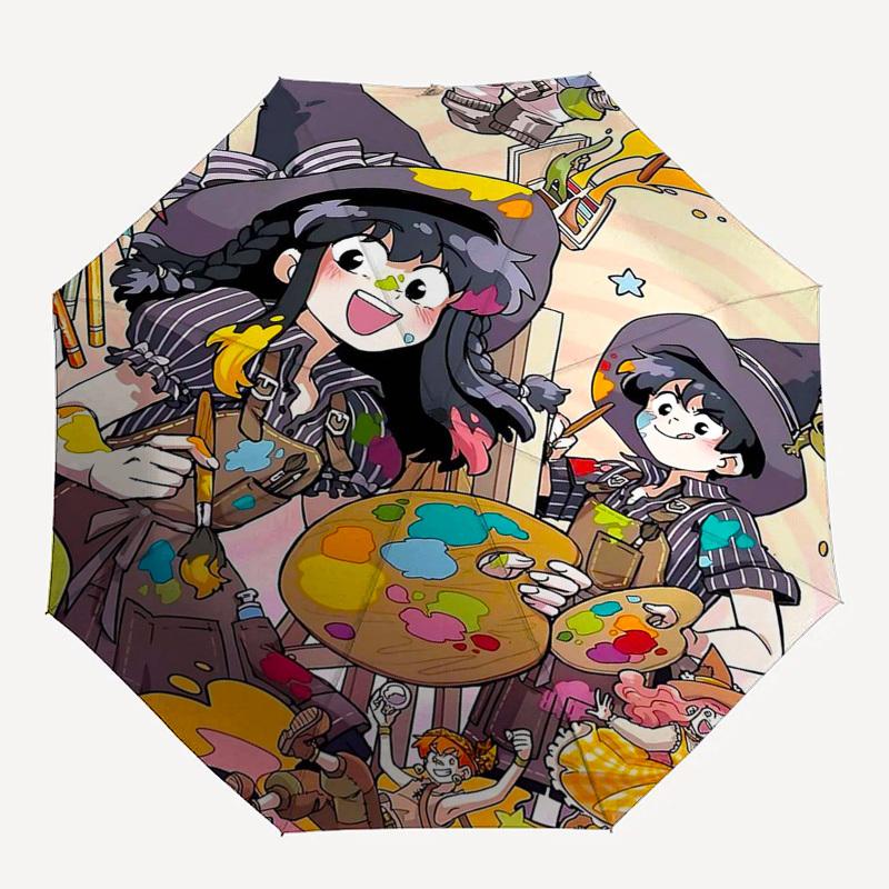 1pc Outdoor Umbrella with Magical Artist Characters - Automatic Opening & Closing, Portable 3-Fold Design, 8-Rib Iron Frame, Perfect Gift for Fan