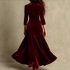 Womens Solid Color Button Lapel Long Sleeve Maxi Dress Slim Fit High Waist Party Casual
