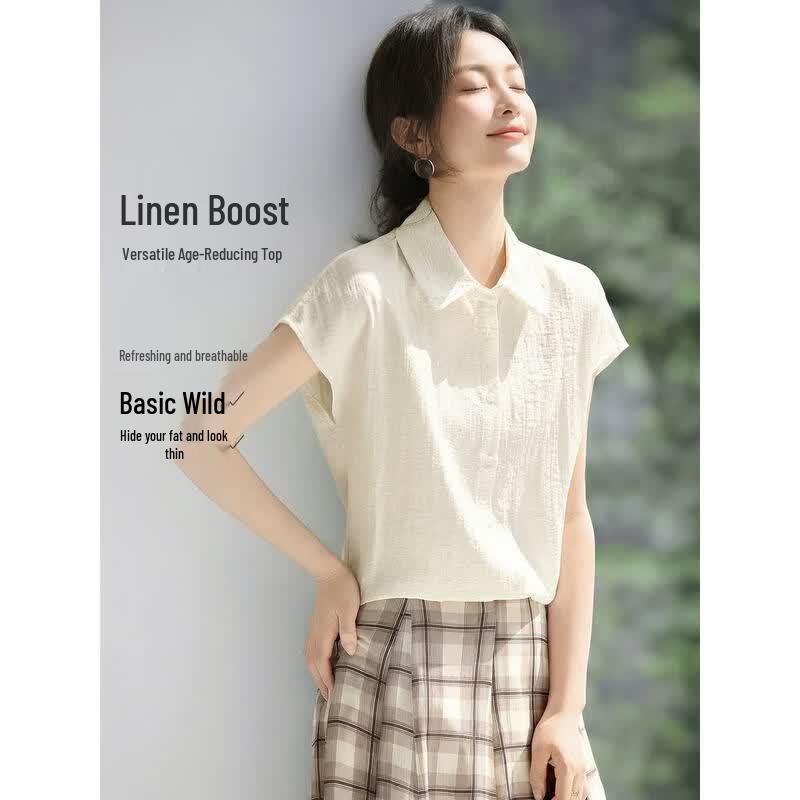 Women s Sleeveless Collared Commuter Blouse M белый