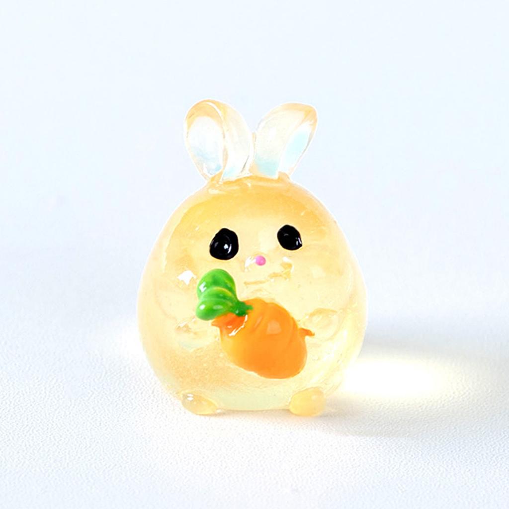 6PCS Luminous Rabbits Resin Fairy Garden Accessories Glow At Night Miniatures Rabbit Desk Decoration Kawaii Home Decor