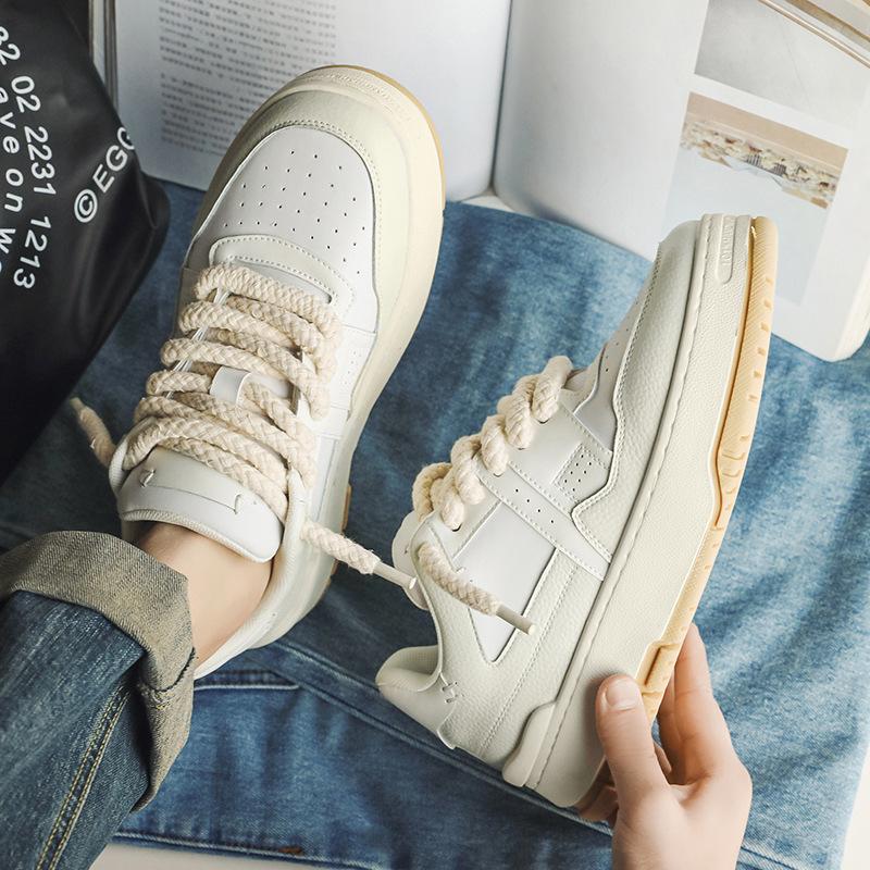 

Spring new casual sports shoes design sense niche board shoes breathable leather 39 белый