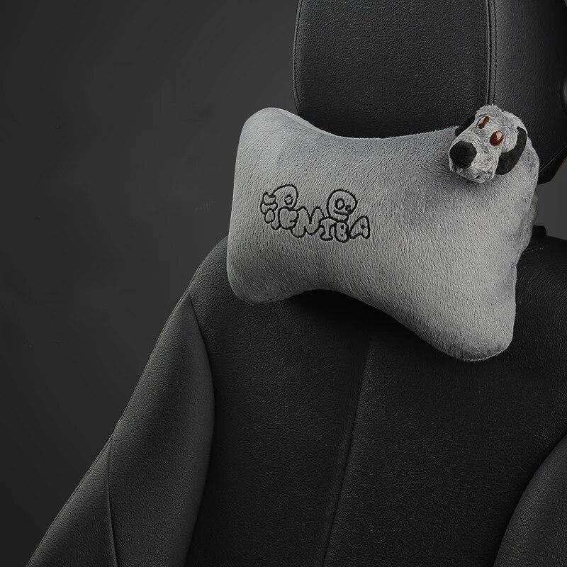 Universal Plush Car Neck Pillow Headrest Relief Neck Pressure Head Masssge Washable Cute Headrest Car Interior Supplies