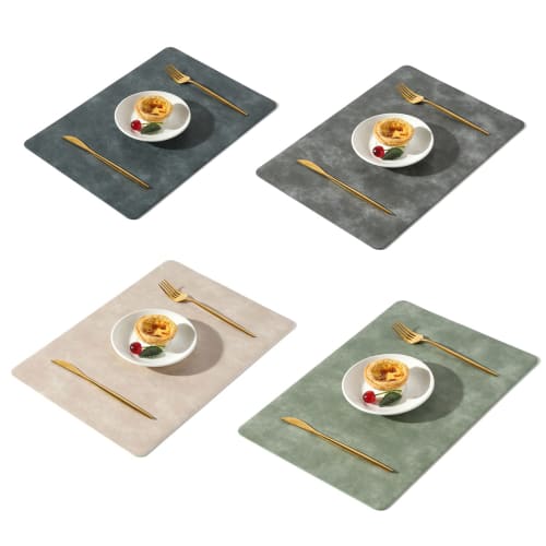 Univo Colors Placemats, Set of 4, High-Quality PU Leather, Nordic Style, Water-Repellent, Stain-Resistant, Insulating, Non-Slip, Washable, Easy to Cle