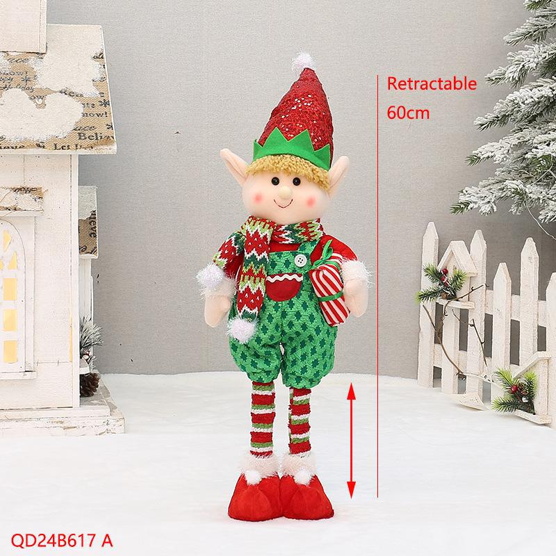 Boneca Elfa de Trenó Telescópico Decoração de Natal Presente
