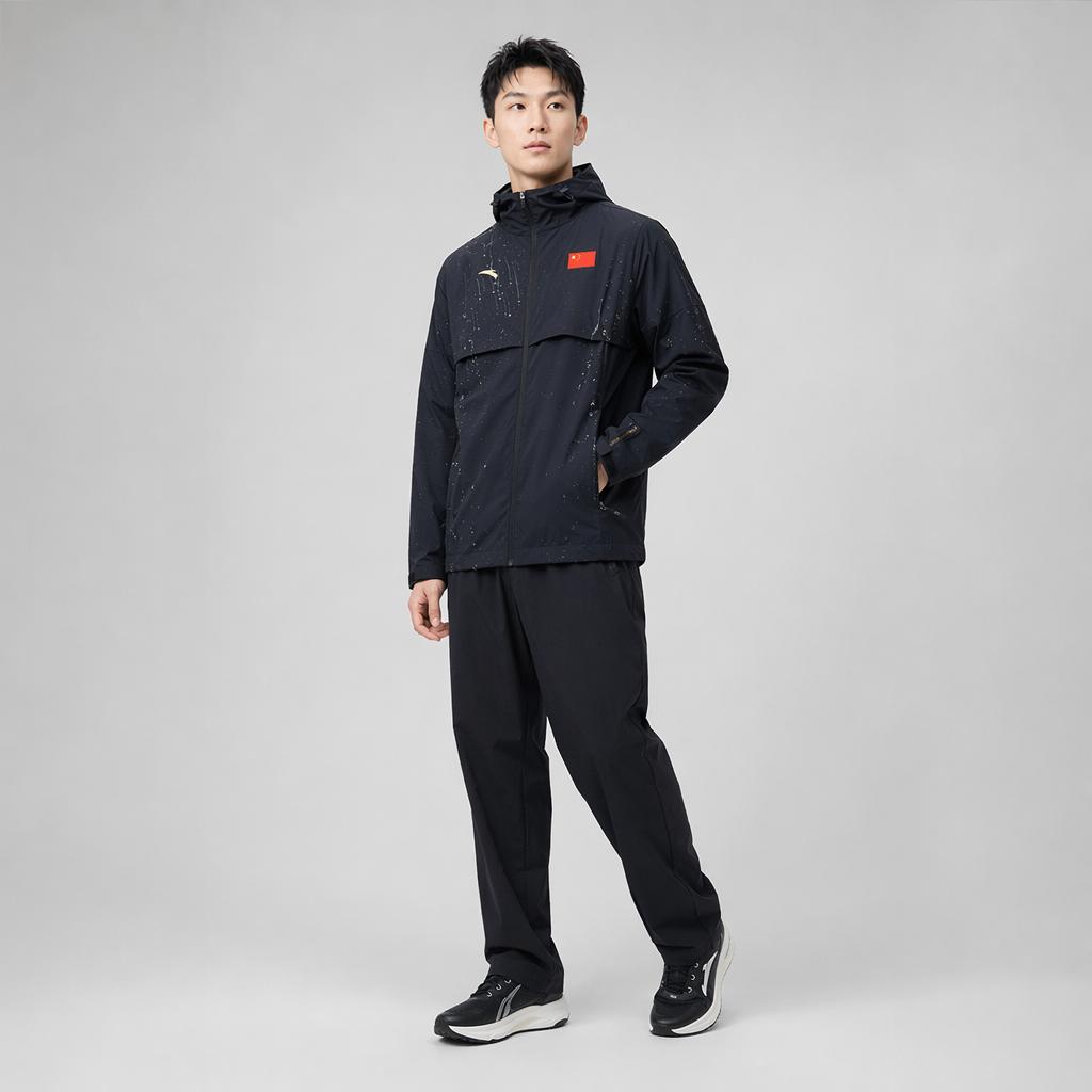 Anta National Flag Style Waterproof Fashion Hooded Casual Windbreaker Men Outerwear 452520106-2