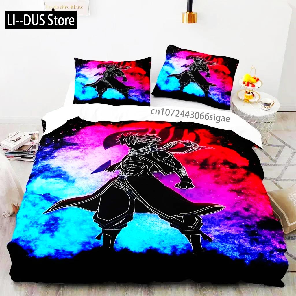Comforter 3D Print Fairy Tail Anime Natsu Bedding Set Bed Set Comforter King Queen Size Boys Adult