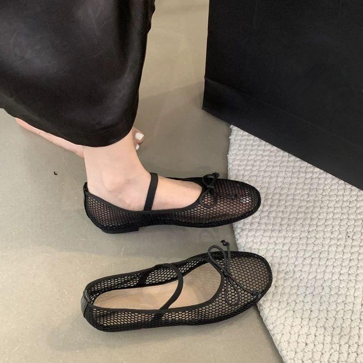 Fashion 2025 New Luxury Spring/Summer Women Mesh Hollow Elastic Band Flat Bottom Non Slip Casual Shoes Flat Bottom Shoes