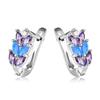 Creative jewelry blue imported purple diamond leaf-shaped ear buckle women's ins style personalized earrings