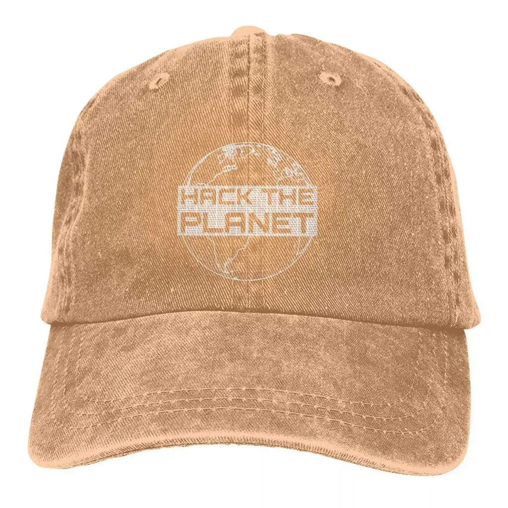 Hack The Planet Hellgraues Globus-Design für Computer-Hacker, Baseballkappen, Schirmmütze, Sonnenschutzhüte für Männer und Frauen