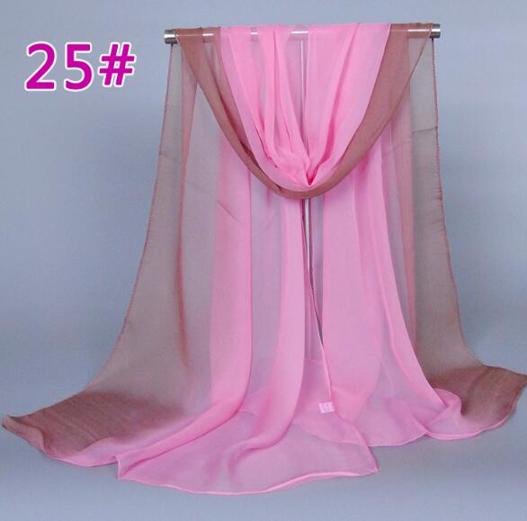 Lady Fashion Voile Girls Scarves Chiffon Scarf Women High Quality Gradual Color Women Silk Scarf  Popular Scarves Wrap shawl