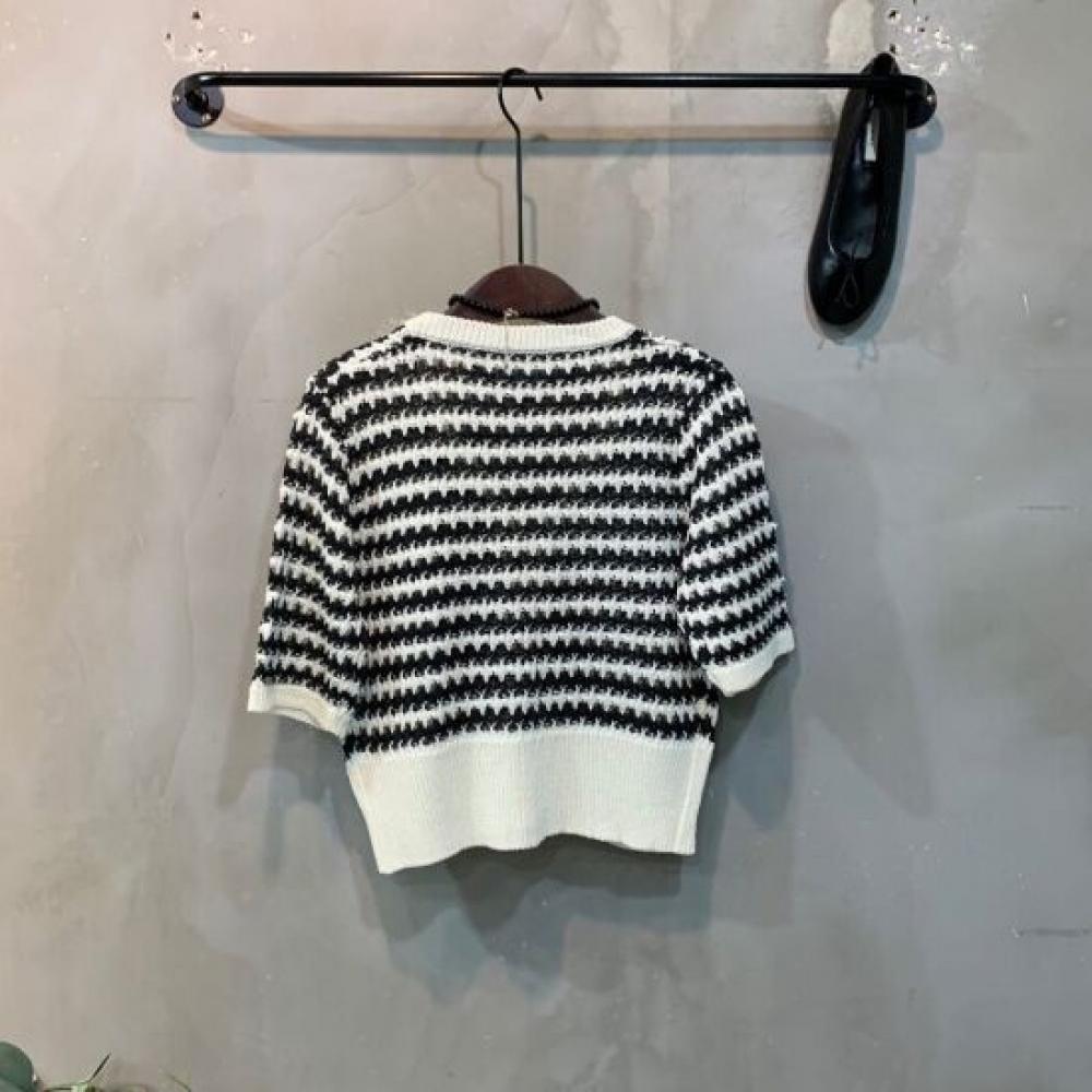 C S In The Room Color bloCk Stripe Pendant Short Sleeve Knit Cardigan 3 ColorS