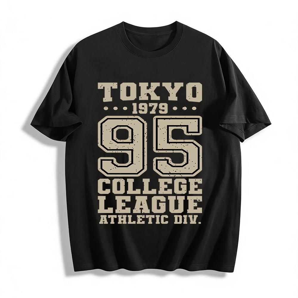 

Vintage Tokyo 1979 College League No.95 Athletic Print Casual T-Shirt Pure cotton T-shirt 6XL